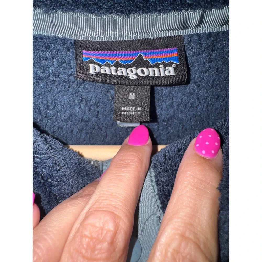 Patagonia Re-Tool Snap-T Pullover Women Medium Navy Blue Fleece Jacket 25442 M